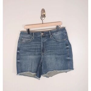 Judy Blue High Wasted Tummy Control Fray Hem Denim Blue Women's Shorts Size 1XL